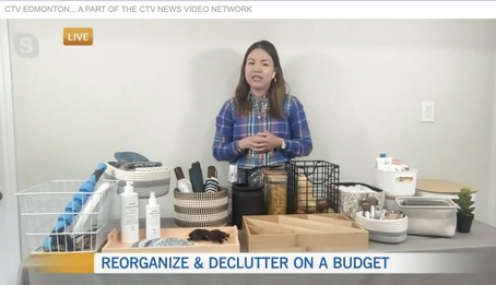 Michele Delory featured as an Organizing Expert for a spring campaign with Home Sense Canada. Michele doing a TV segment on CTV Morning Live Edmonton.