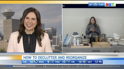 Michele Delory featured as an Organizing Expert for a spring campaign with Home Sense Canada. Michele doing a TV segment on CTV Morning Live Vancouver.