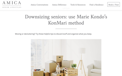 Michele Delory featured as an Organizing and KonMari Expert with Amica's online event for members.
