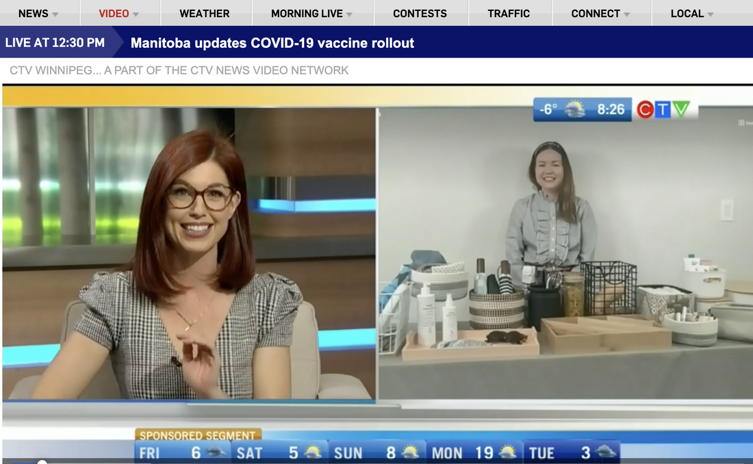 Michele Delory featured as an Organizing Expert for a spring campaign with Home Sense Canada. Michele doing a TV segment on CTV Morning Live Winnipeg.